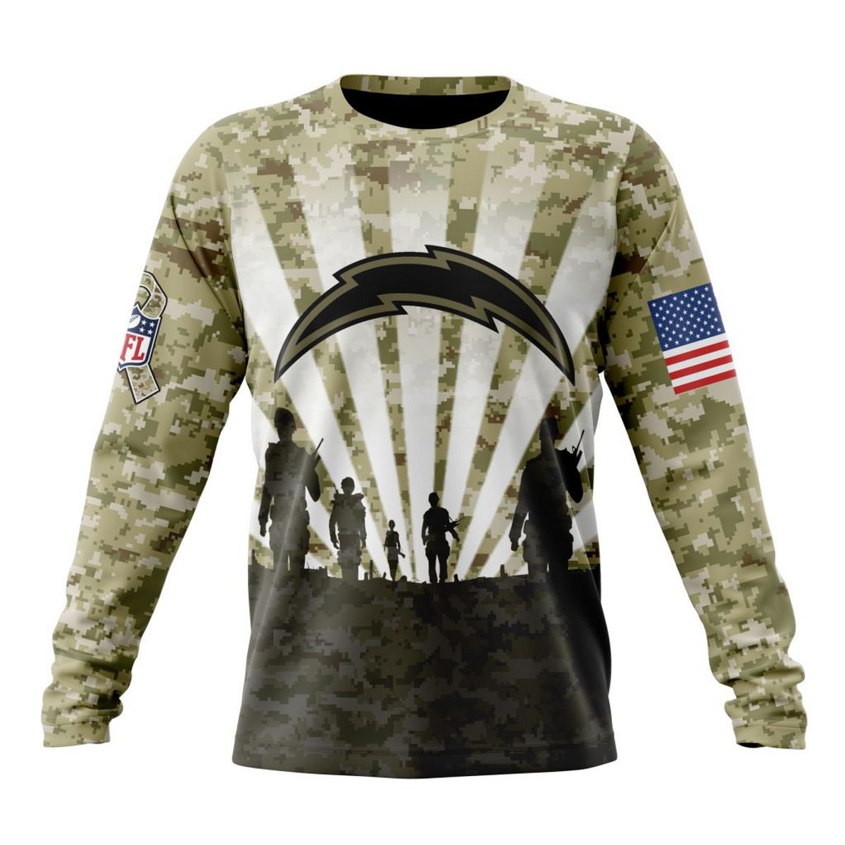 LOS ANGELES CHARGERS 3D HOODIE HONOR VETERANS