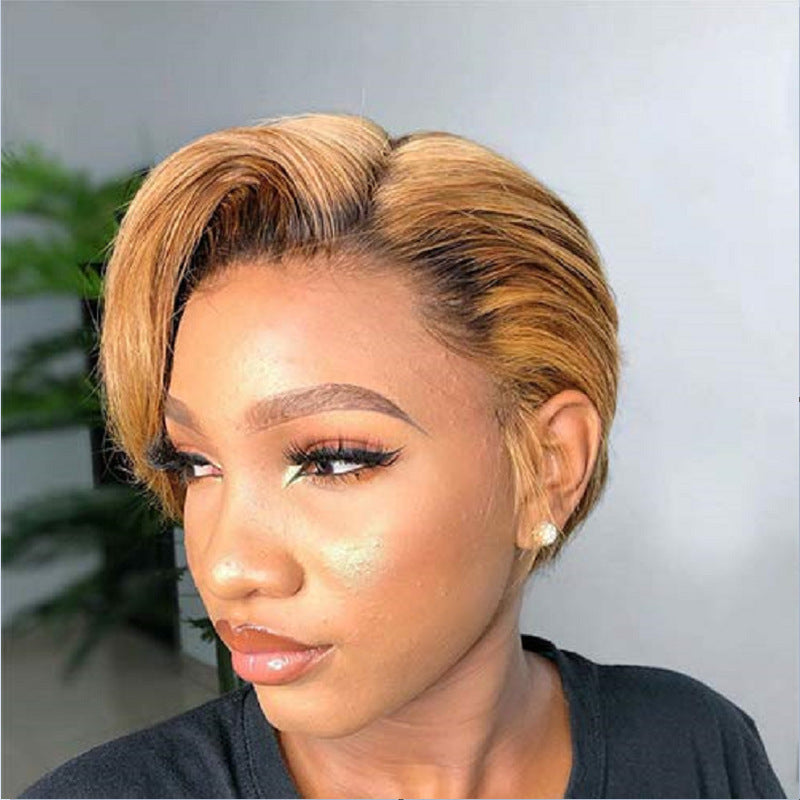 Lunawigs Women's Parted Brown Blonde Short Wigs - Bob Collection