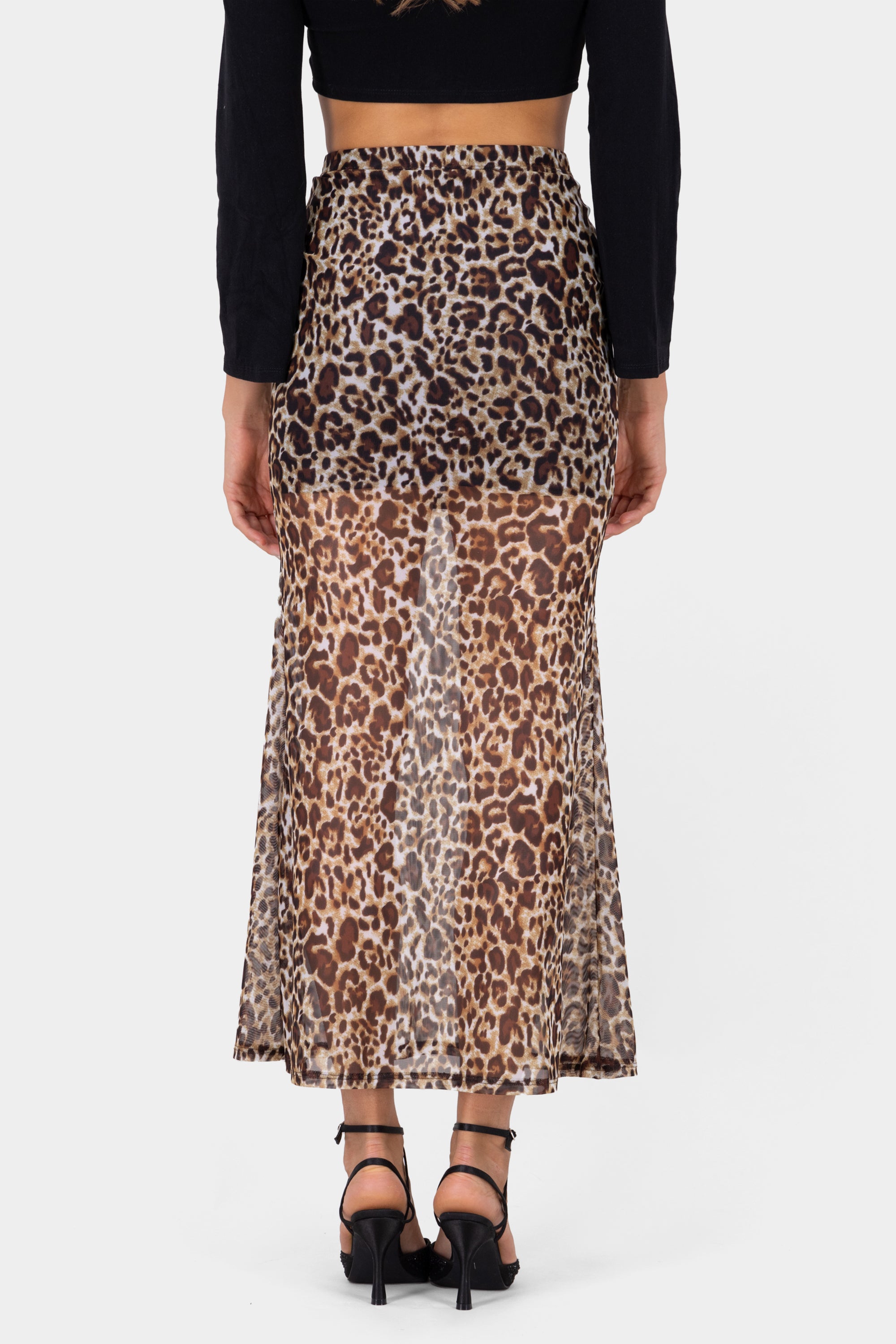 Animal Print Transparent Maxi Skirt