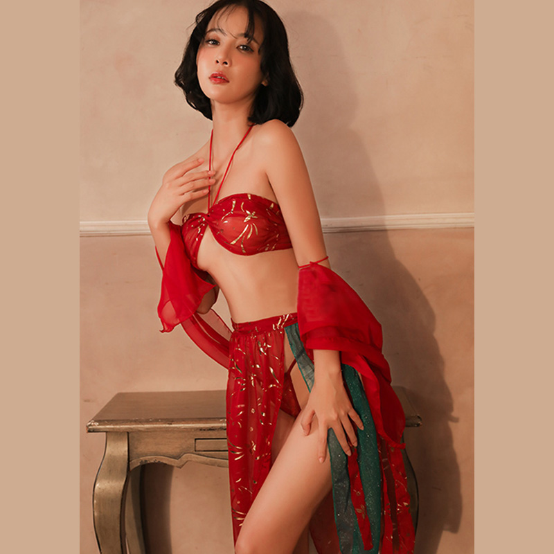 Han Costume See Through Lace Up Split Sexy Lingerie Set