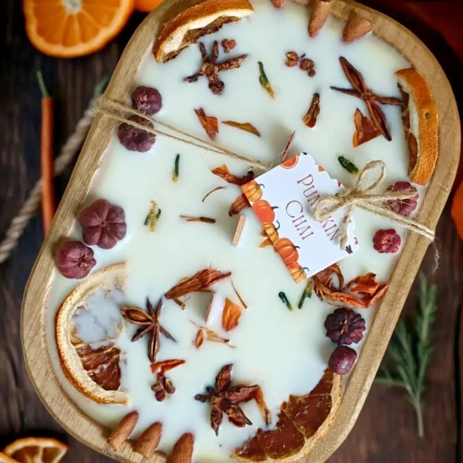 Spiced Orange Cinnamon Chai Dough Bowl Candle