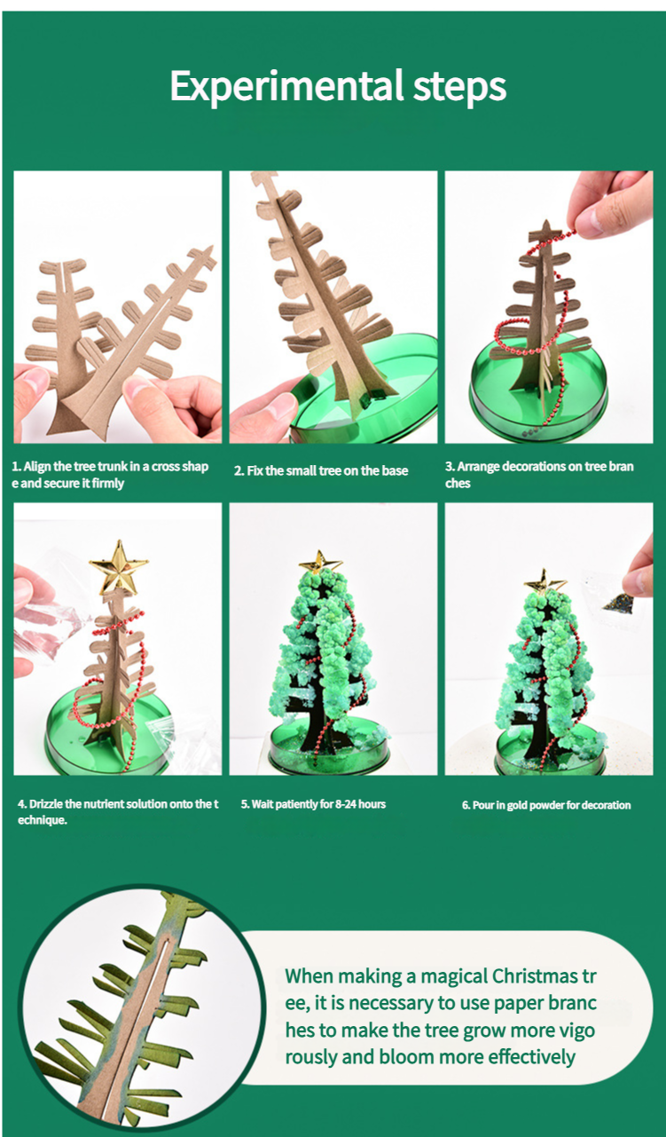 Science experiment Christmas tree magical watering grow Creative magic Crystal tree diy handmade toy paper tree blossom