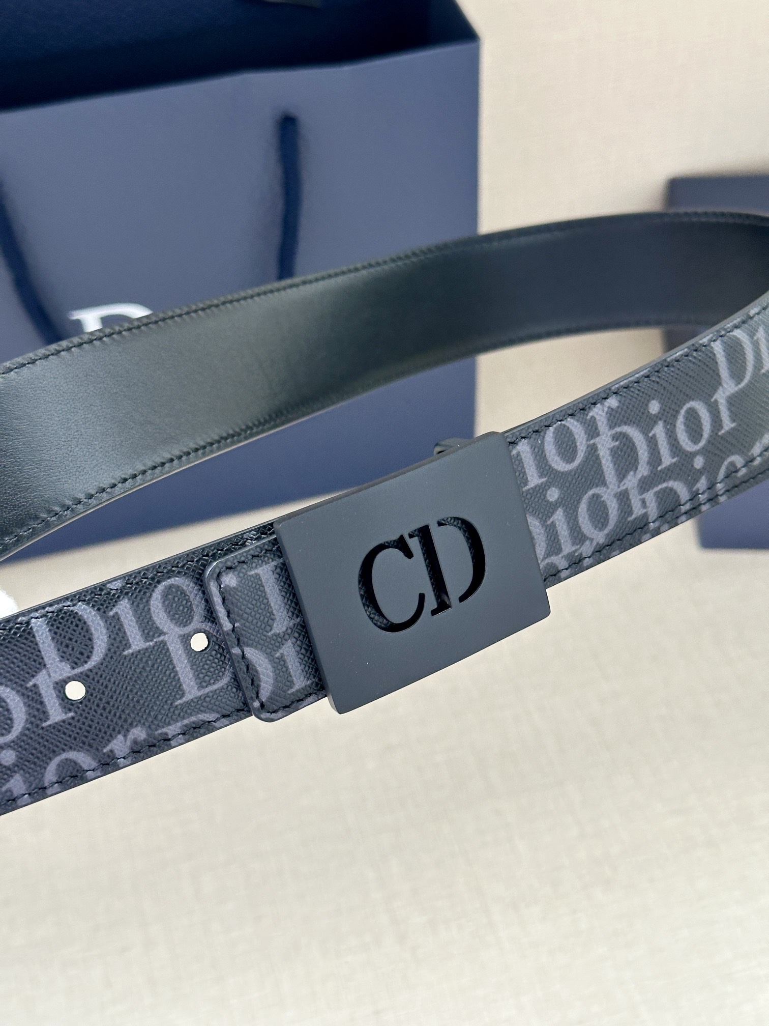 Dior CD Icon print leather belt 3.5CM wide