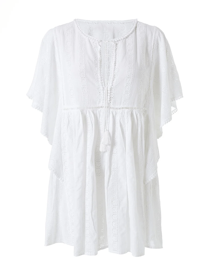 Women's Hollow Lace Design Cotton And Linen Dress
