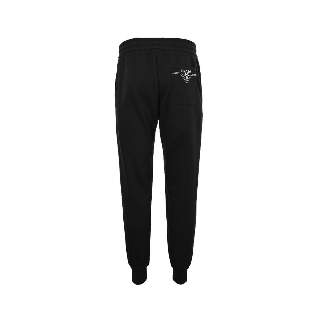Prada 24Fw front and back logo embroidered fleece trousers