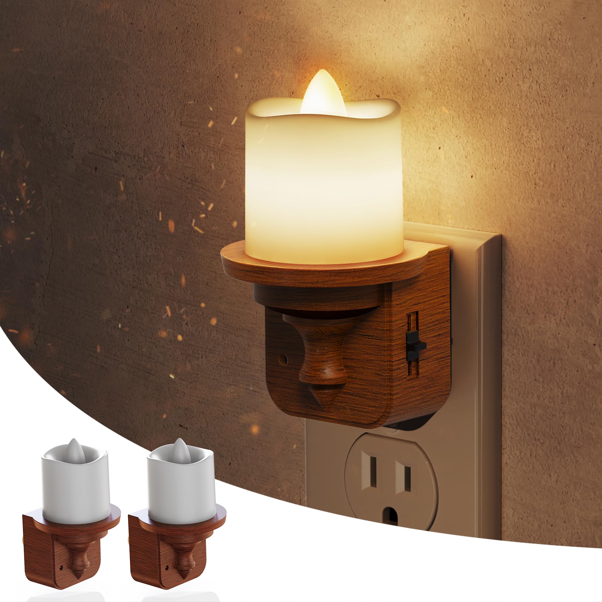 💥ON SALE💥LED Candle Night Light with Light Sensor, Plug into Wall🕯️🌙