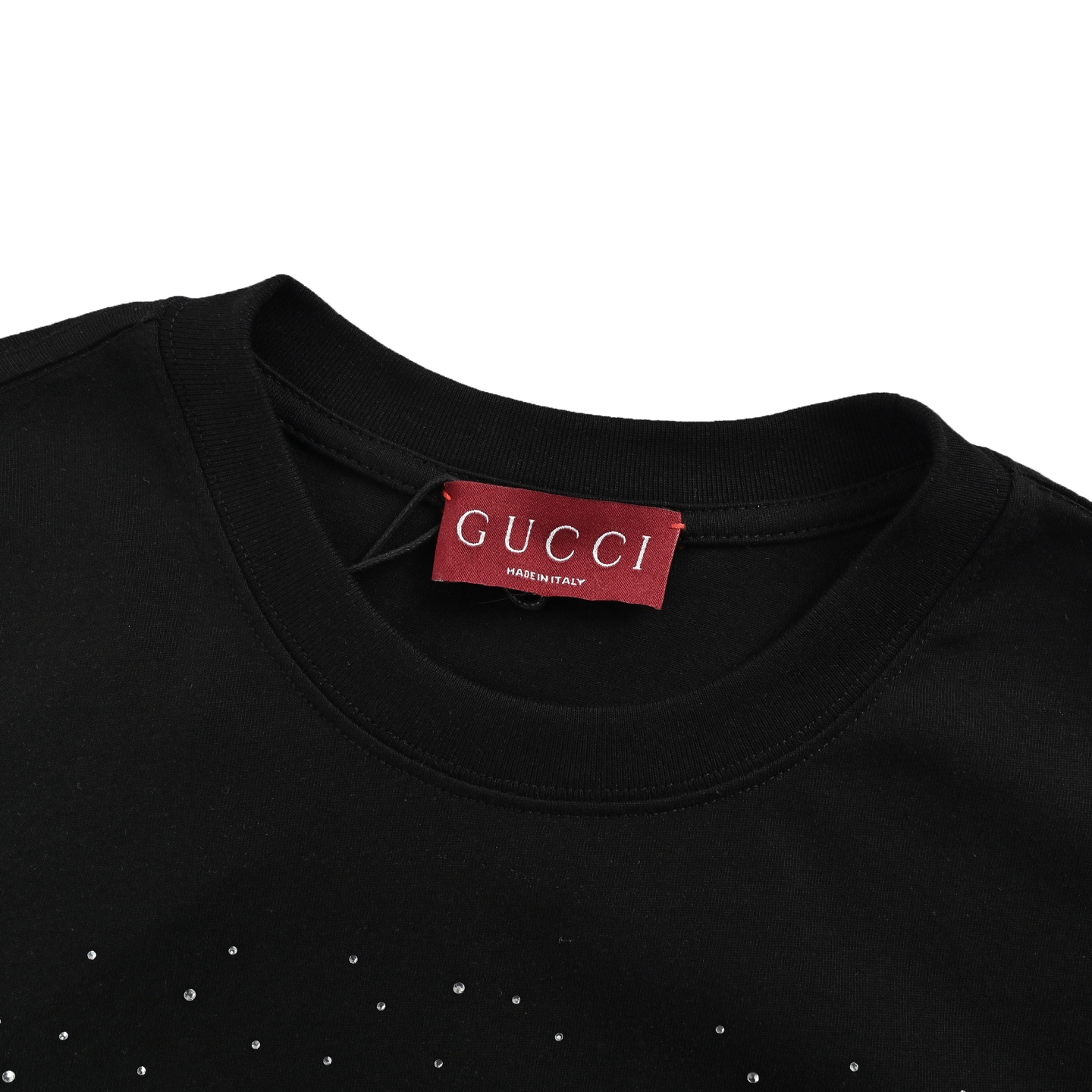 Gucci 25ss rhinestone logo short sleeve