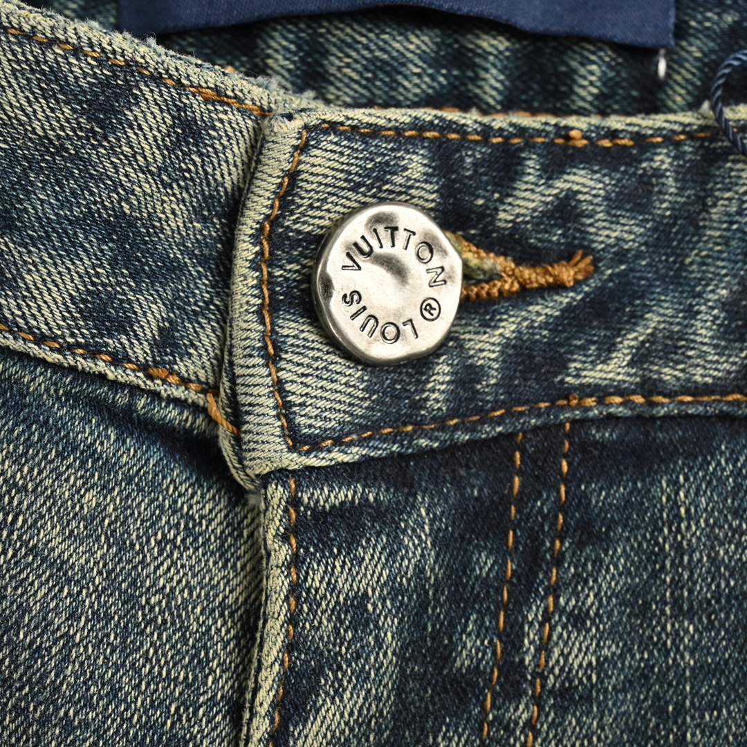 Louis Vuitton 24Fw Back Pocket Ink Splash Lettering Jeans
