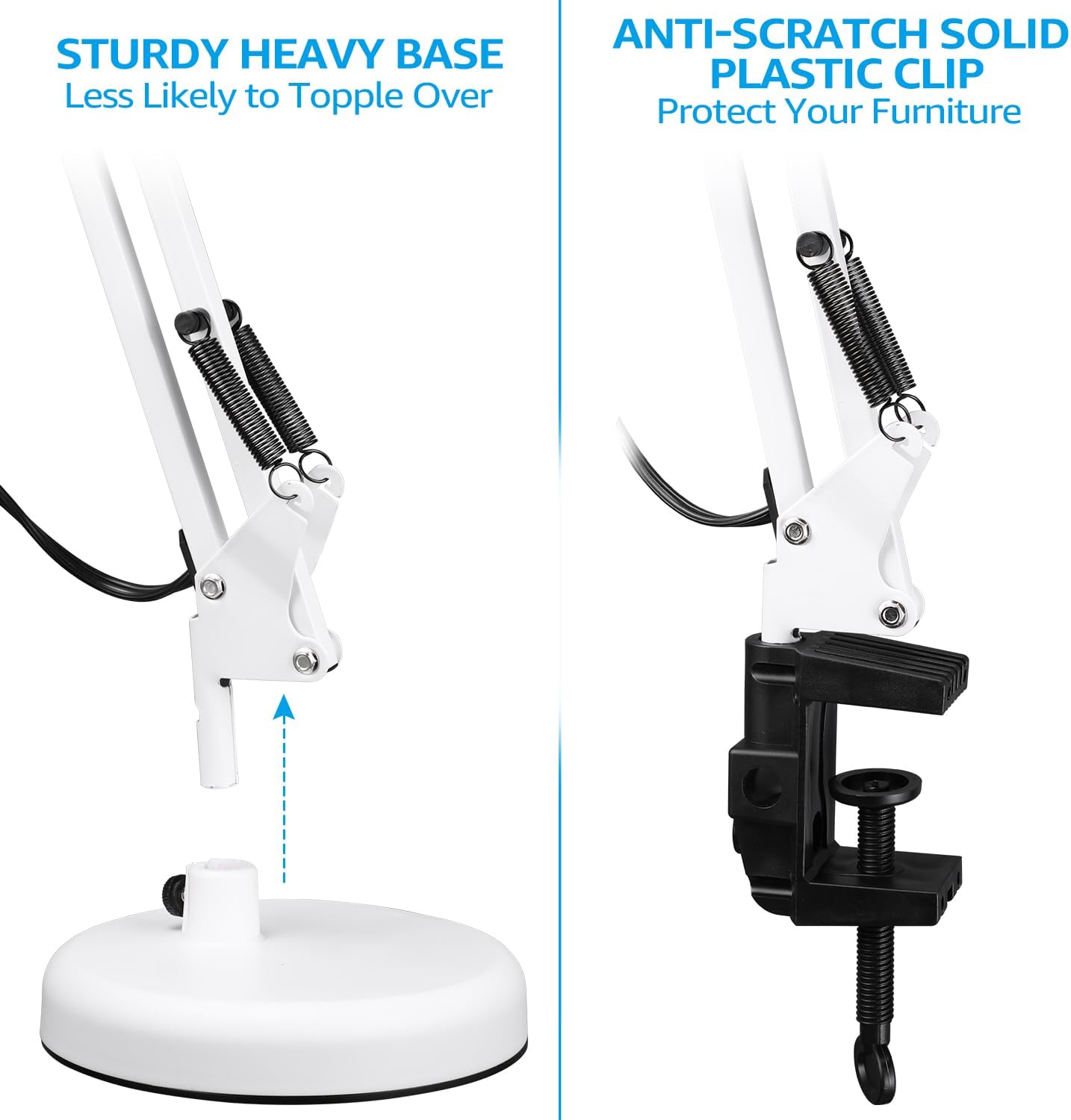 TORCHSTAR Metal Desk Lamp with Clamp, Swing Arm , Architect Adjustable Gooseneck Table Lamp, Clip Desk Lights for Home Office, Work, Study, Reading, E26 Base, Multi-Joint, Black