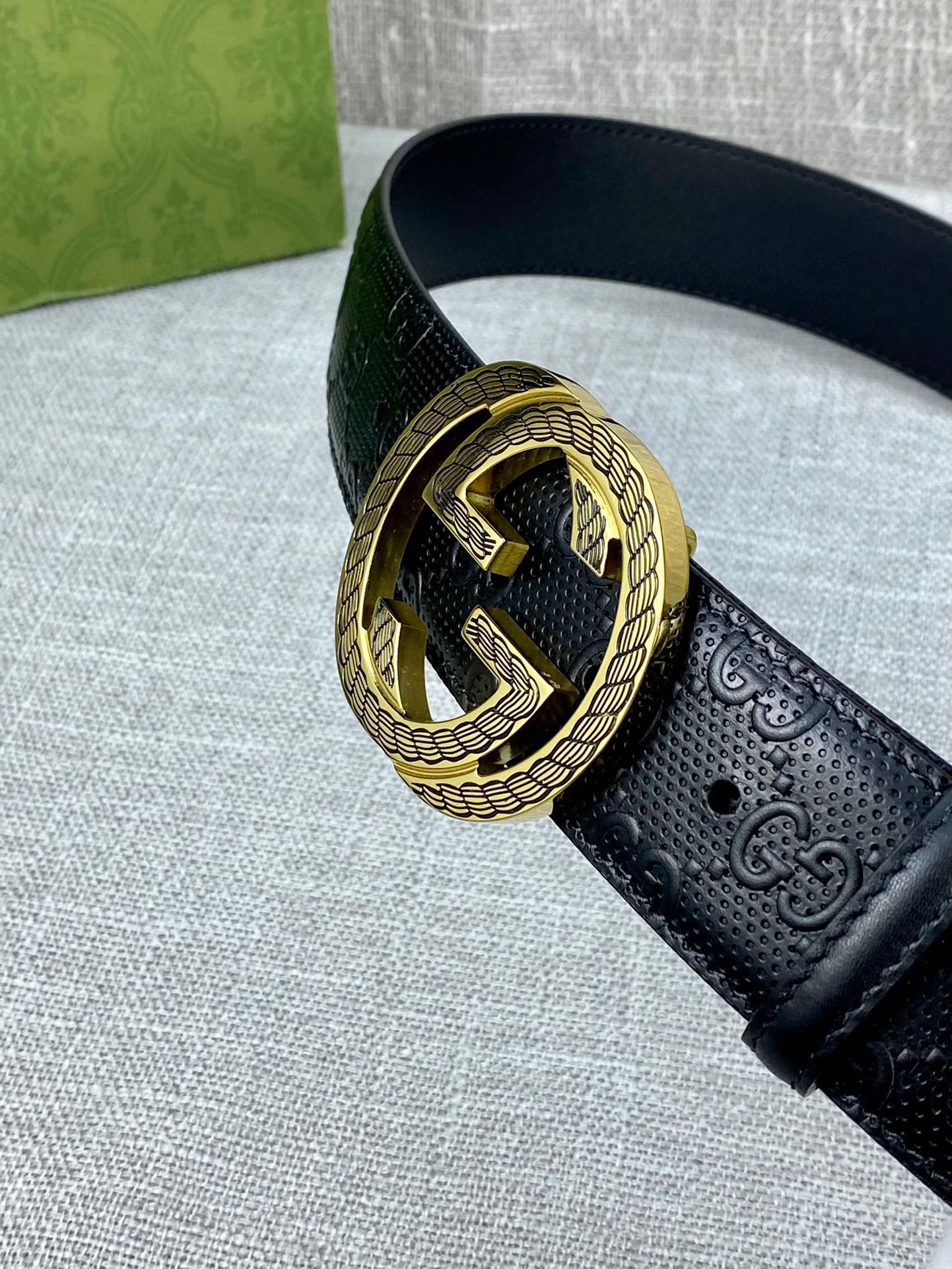 Gucci Signature Printed Leather Belt Width 4.0CM