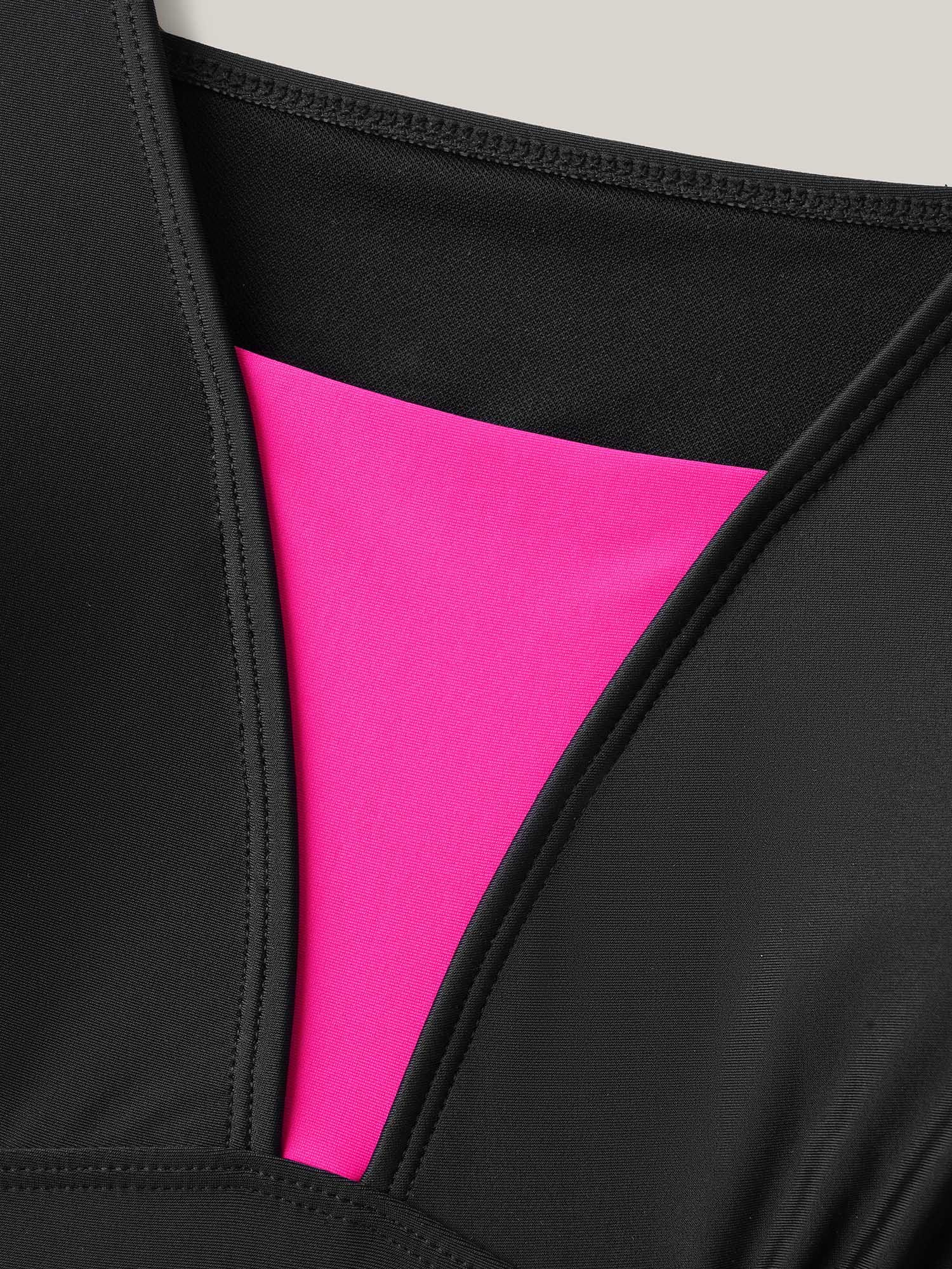 V Neck Color Contrast Swim Dress