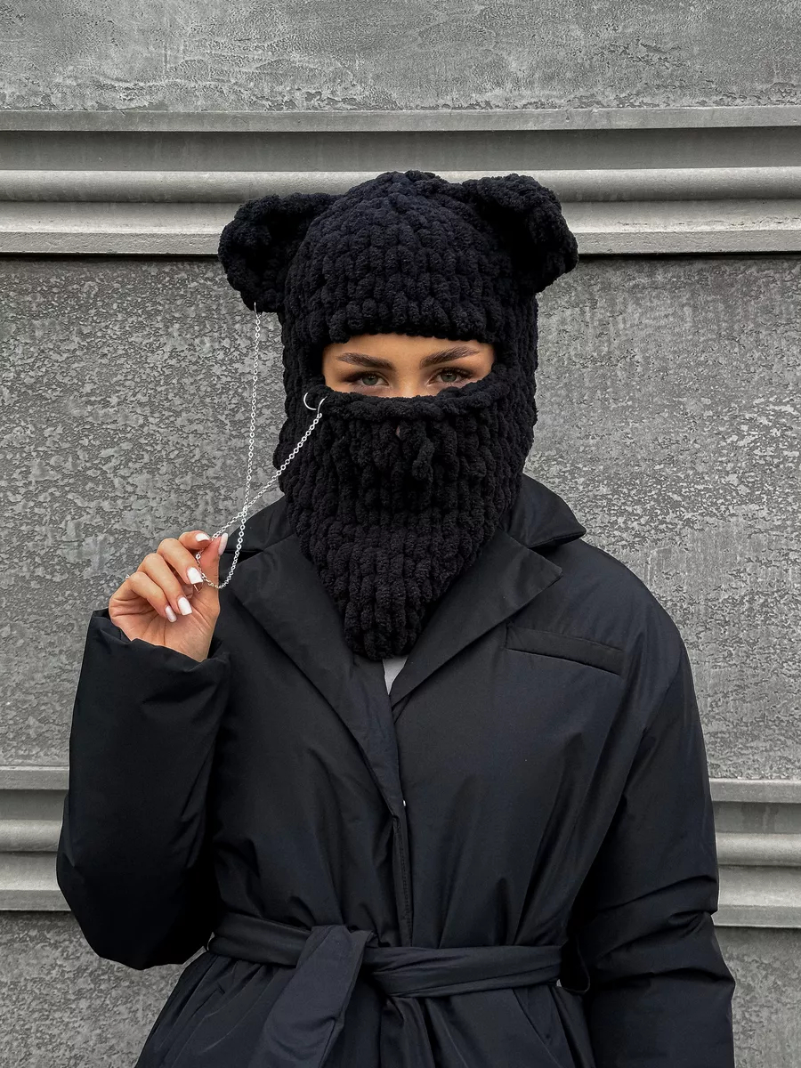 💖 Valentine's Day Sale 49% OFF 💖 Plush Chunky Knit Balaclava with Ears(Including Chain & Pendant)