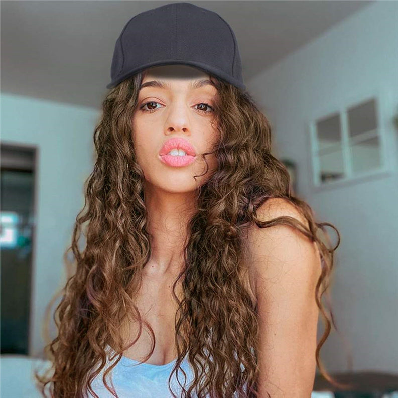 Luna wigs Synthetic Long Wave Baseball Cap with Hair