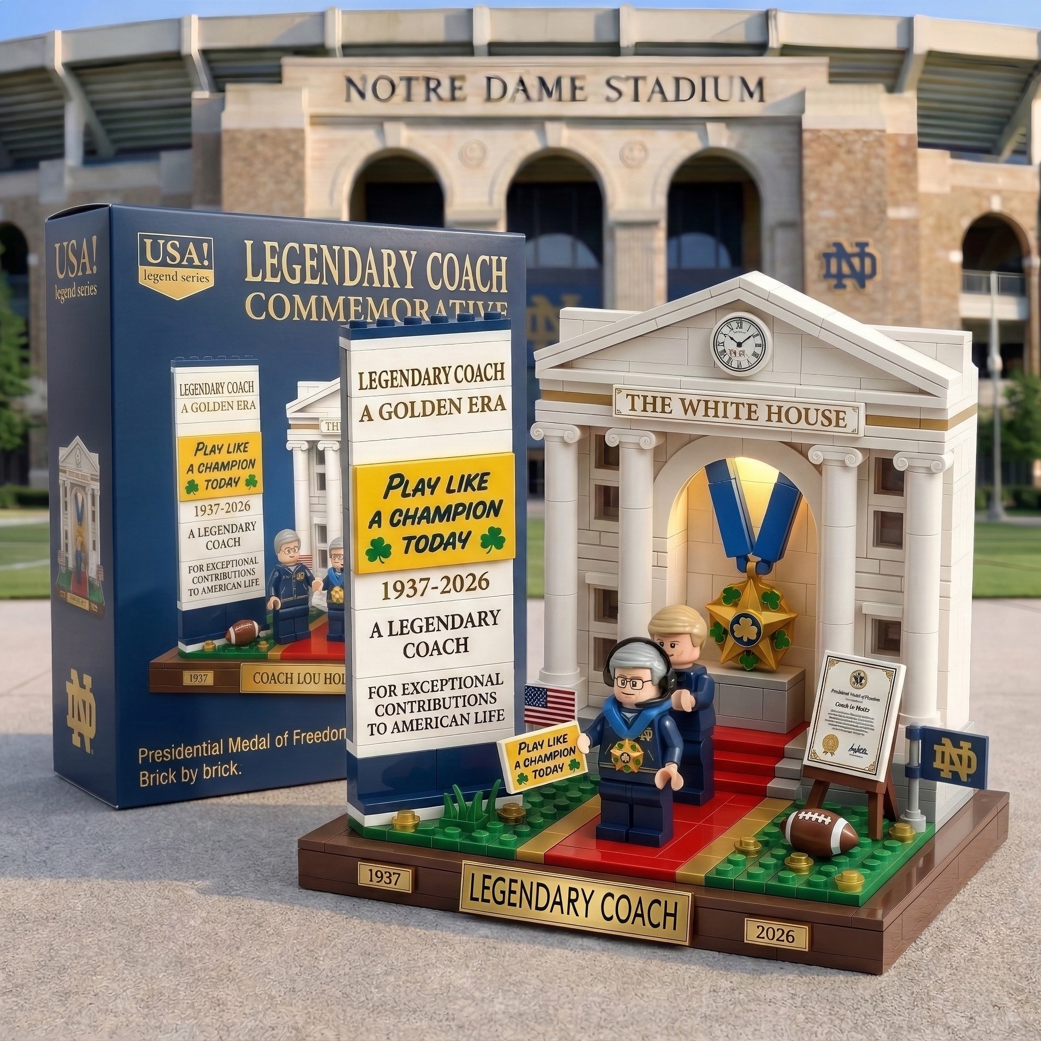 Legendary Coach Lou Holtz Commemorative Brick Set