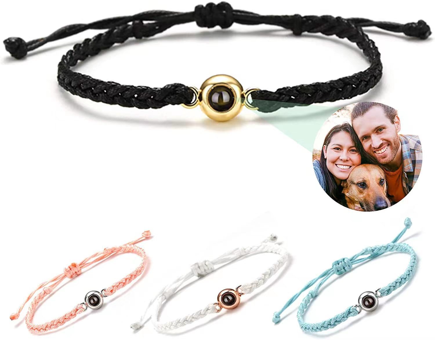 Personalized Braided Rope Photo Projection Bracelet Sweet Cool Gift