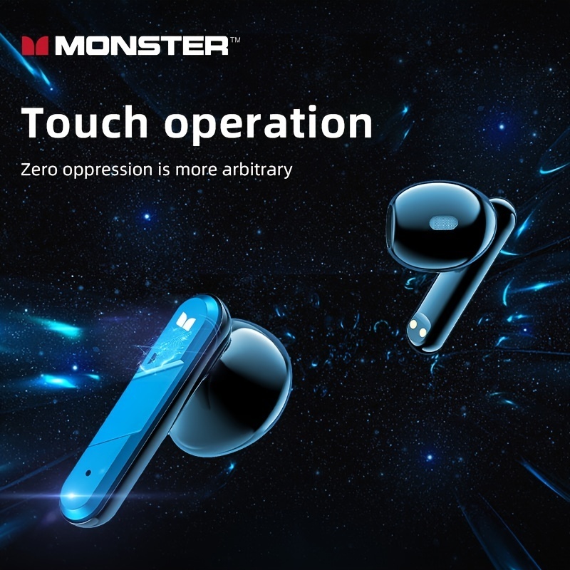 Monster XKT09 TWS Wireless Headphones High Quality Ultra Long Standby,Built-in Mic, Touch Control, USB Charging Case,  Long Hr Battery Earphones, Waterproof For Sport