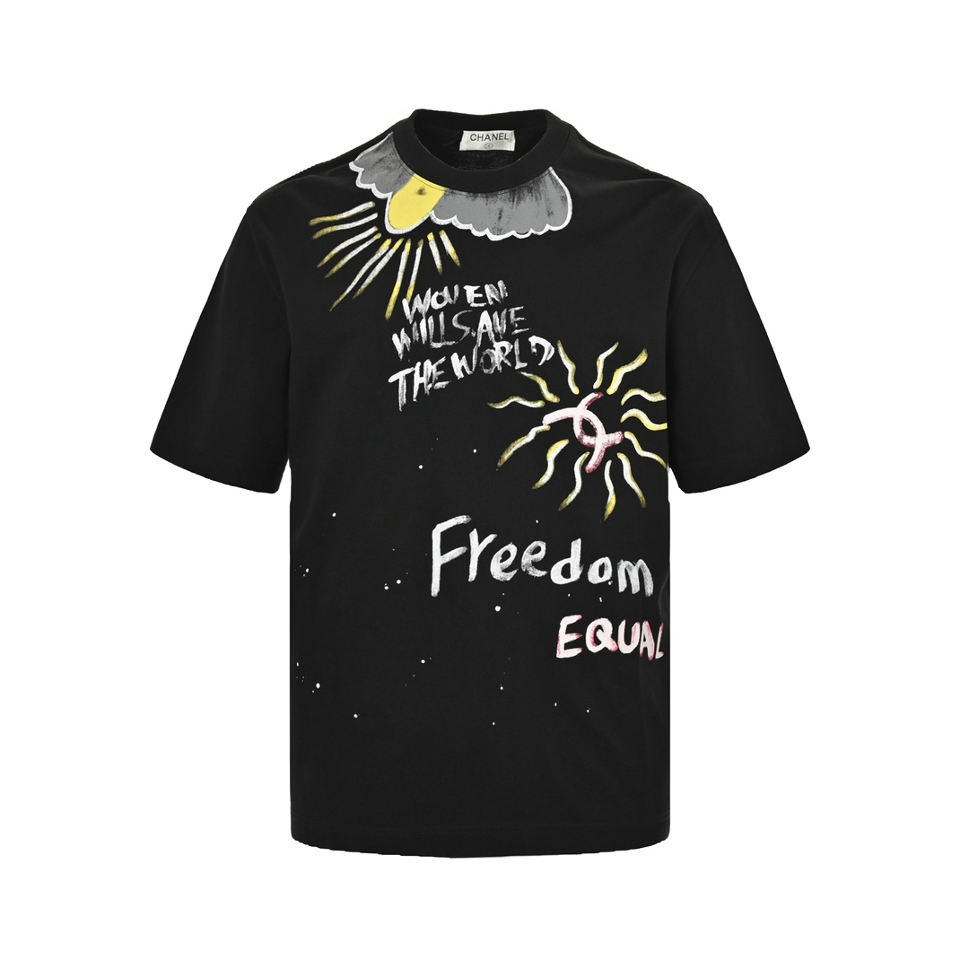 Chanel 24ss hand-painted graffiti print short sleeve