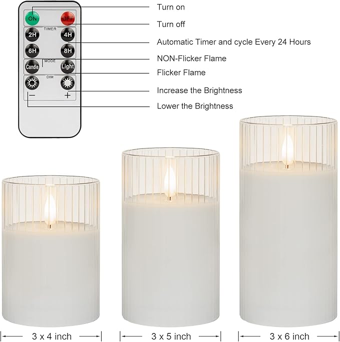 🕯️🕯️Inner Stripe Electroplated Glass LED Flameless Candle (Set of 3)