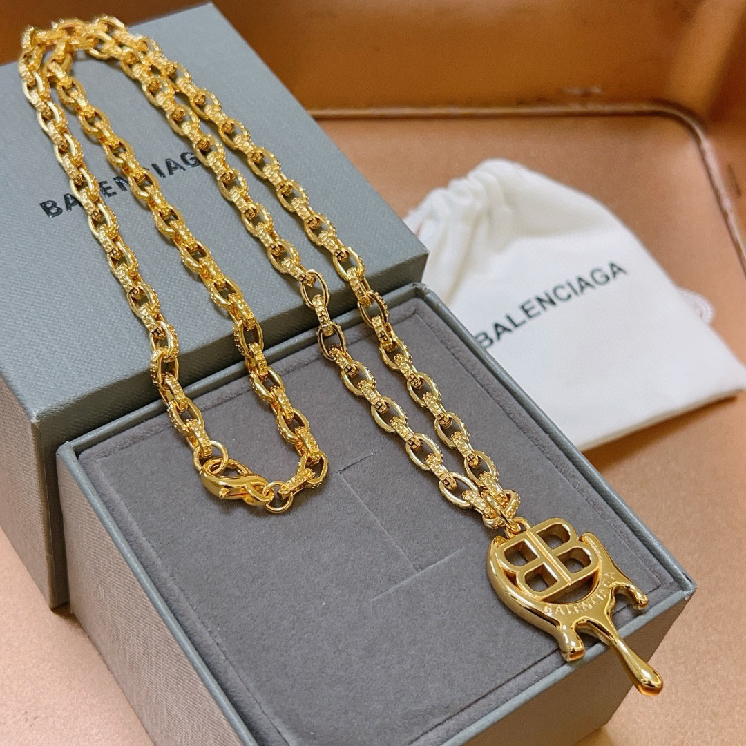 Balenciaga BB chain gold necklace