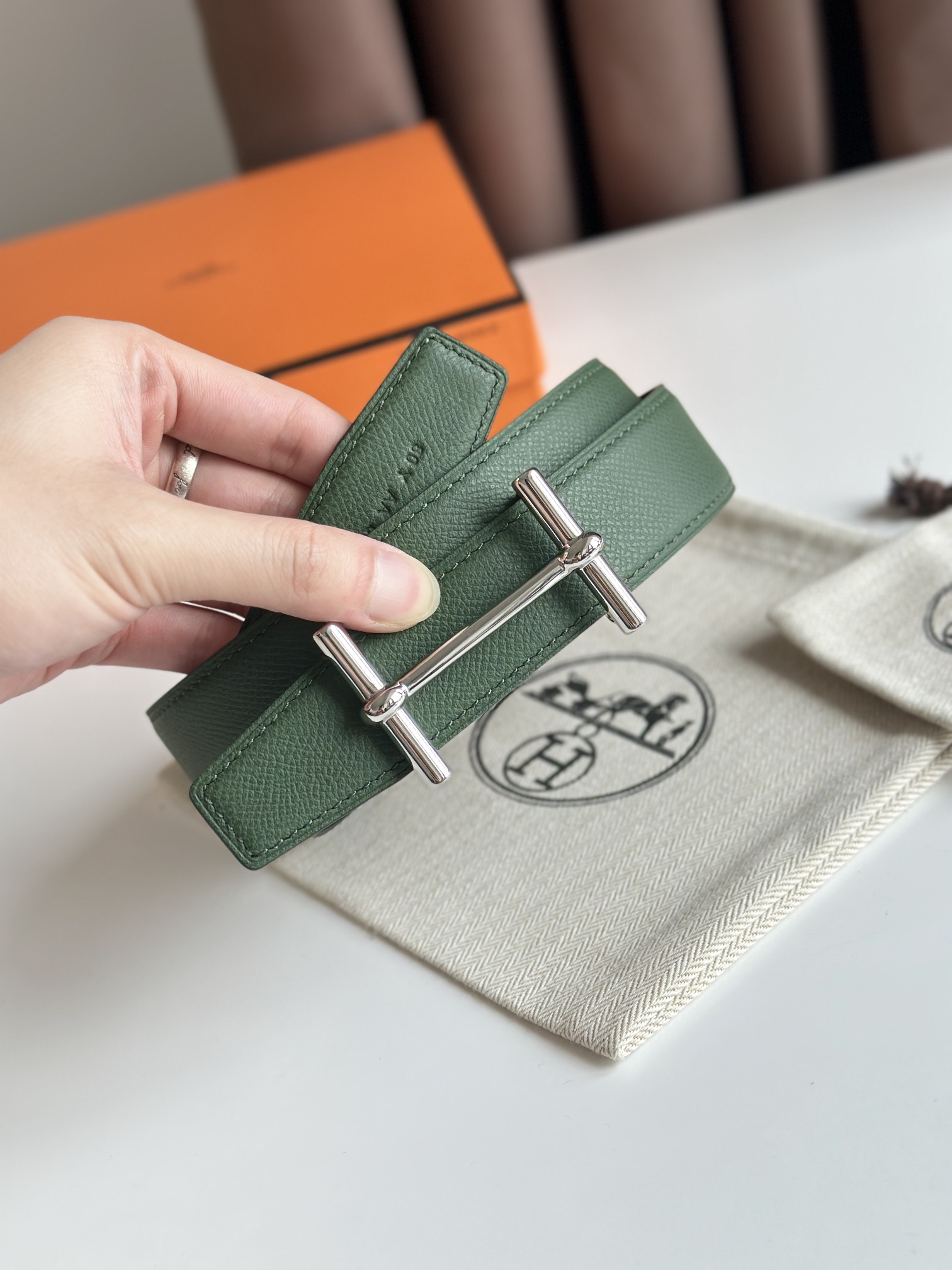 Hermès new double-faced calfskin belt width 3.2CM