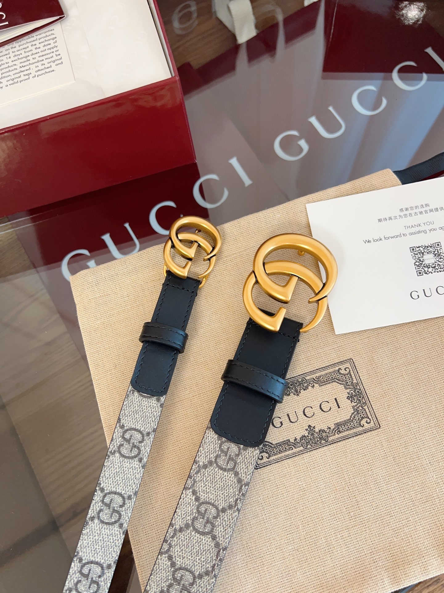 Gucci Double G steel buckle women's cowhide double-sided belt 3.0cm wide