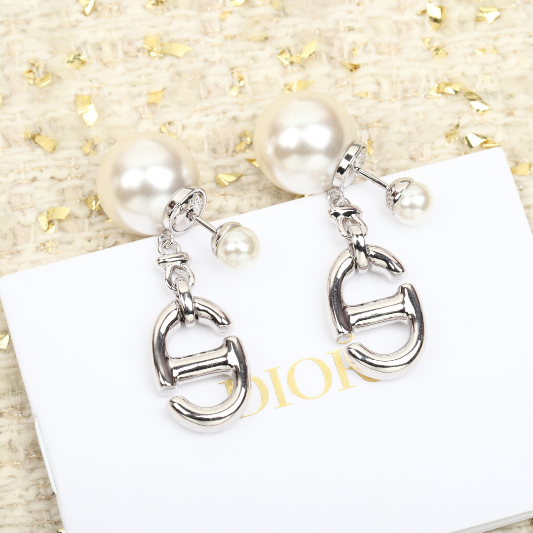 Dior Pearl Drop CD Earrings