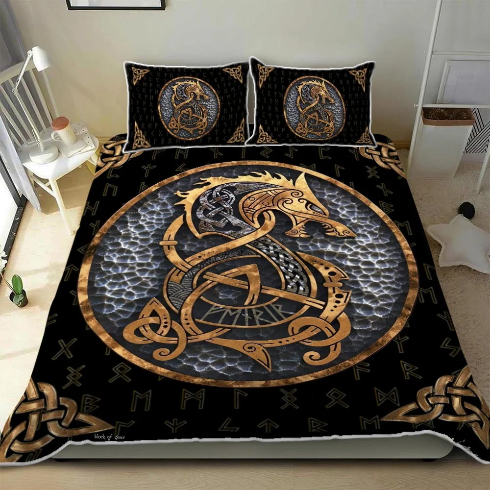 Viking Fenrir Wolf Quilt Bed Set