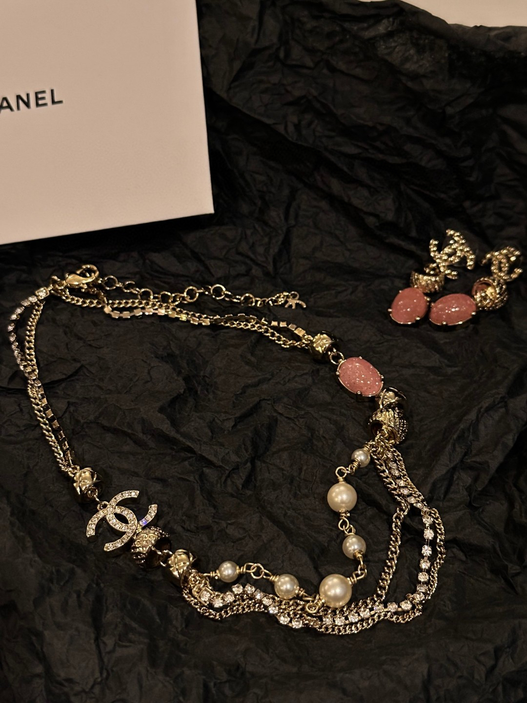 Chanel CC Pearl Necklace with Diamonds