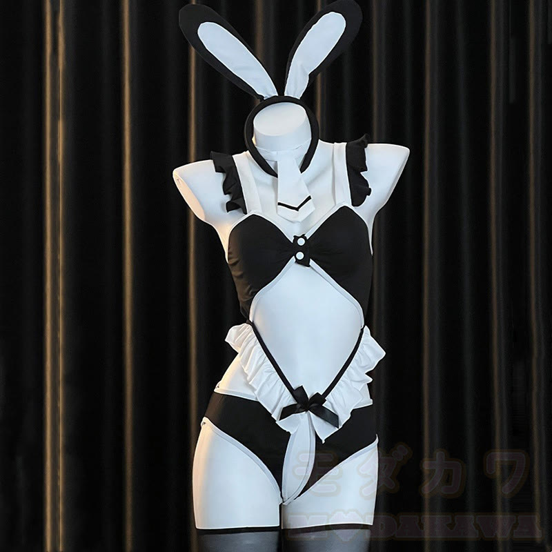 Cosplay Bunny Flounce Hollow Out Lingerie Set