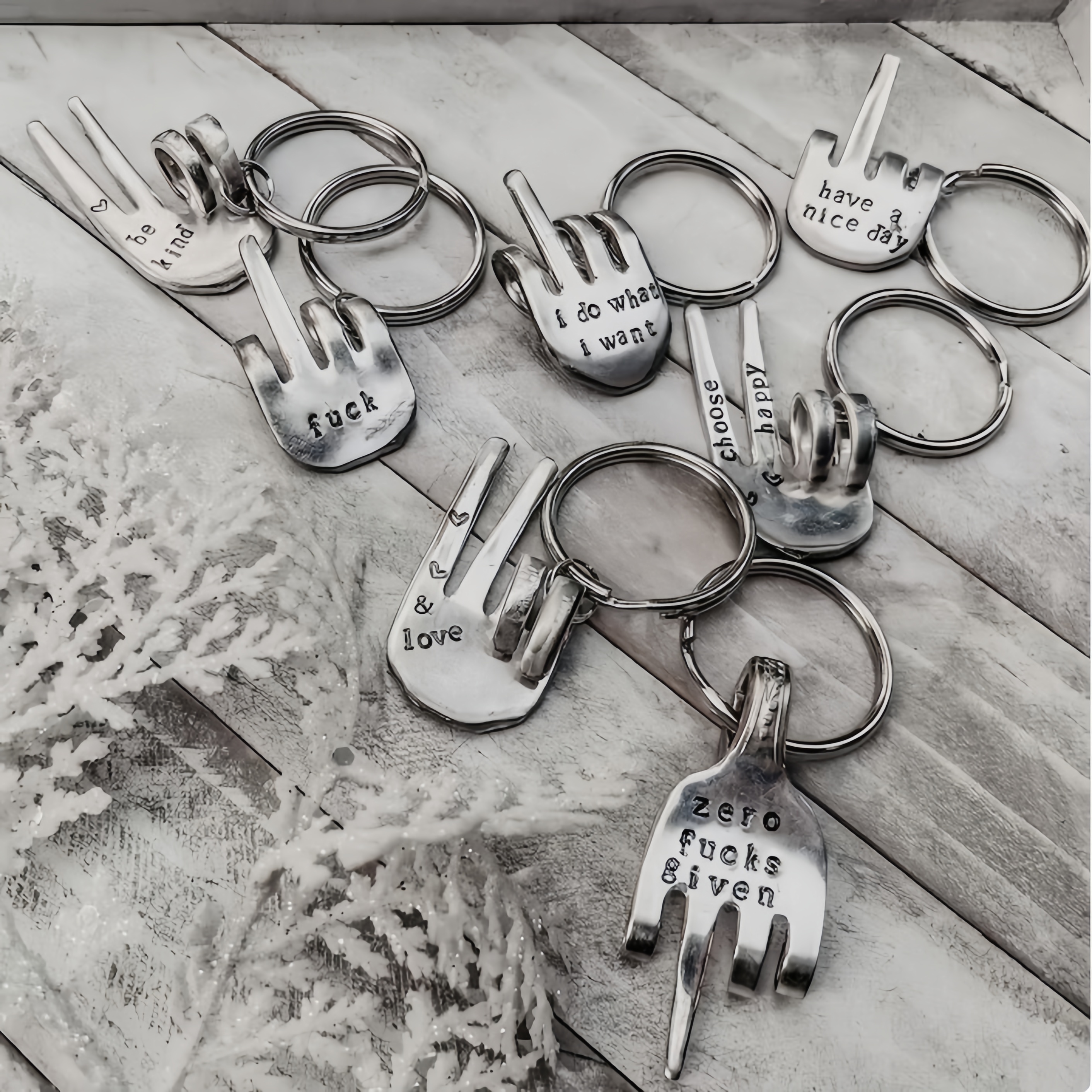 Funny middle finger keychains
