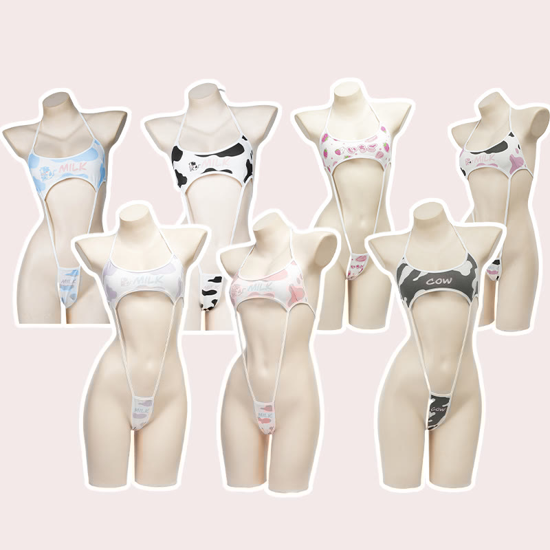 Cow Letter Print Jumpsuit Lingerie