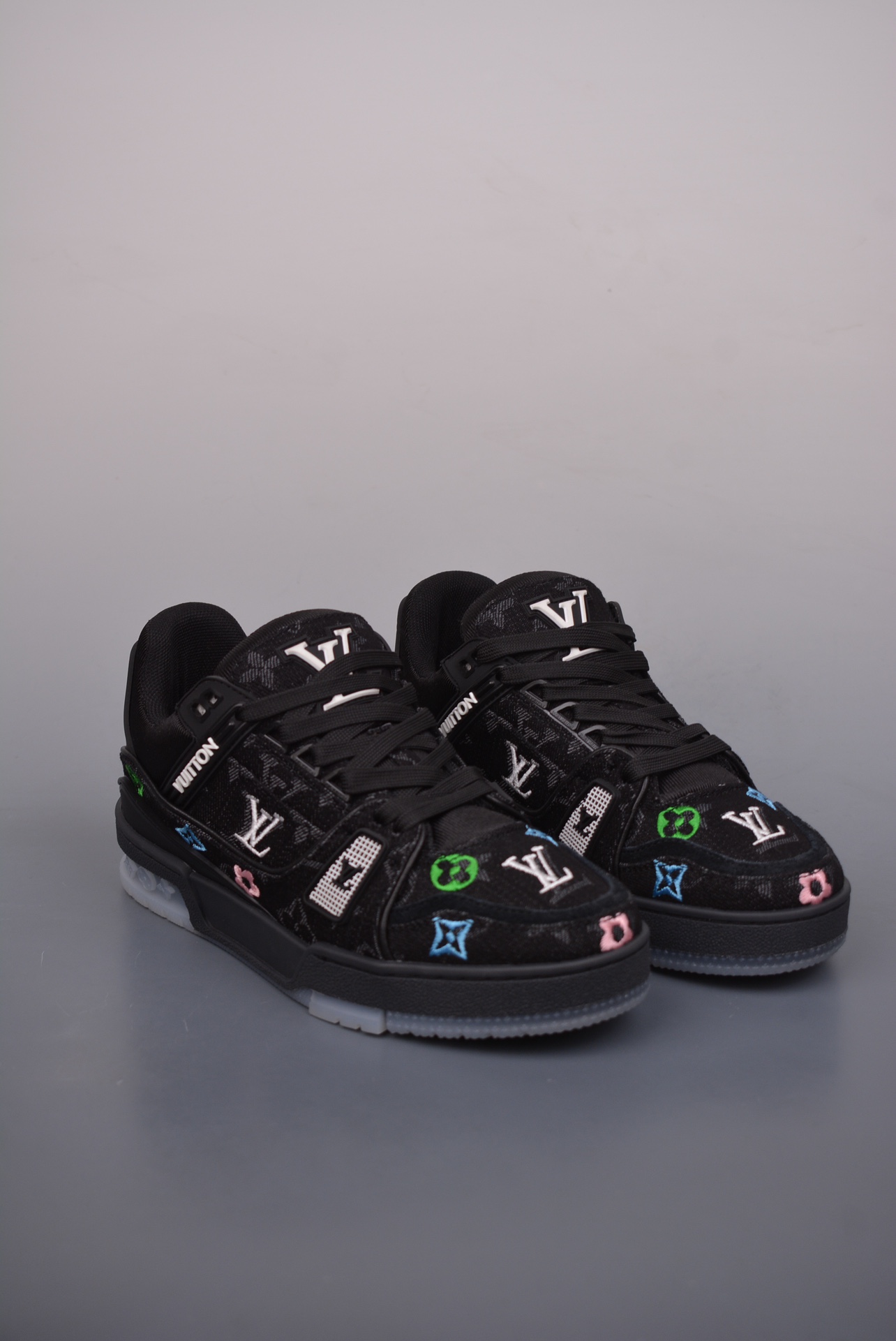 Louis Vuitton Trainer Sneaker Low Black Multicolor Jacquard 1A7S53