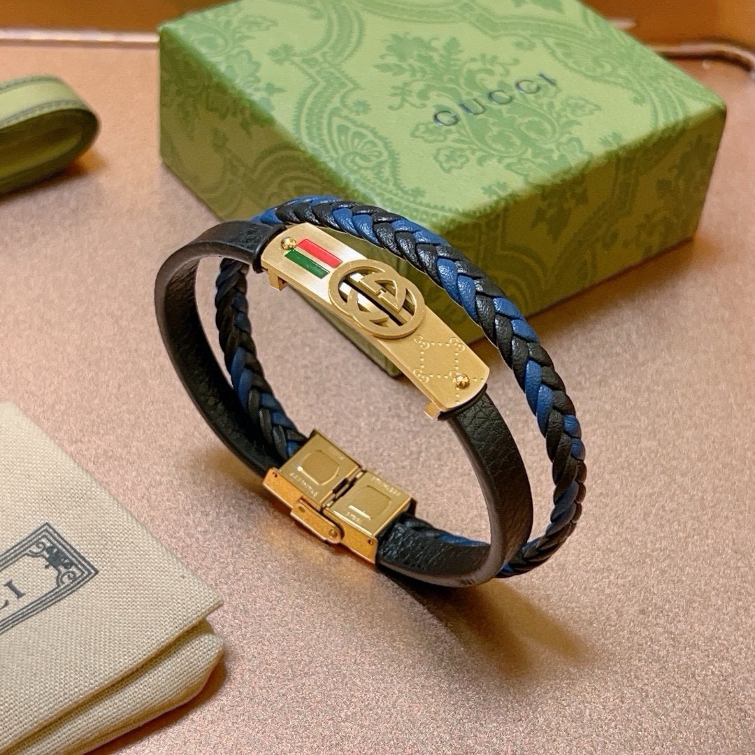 Gucci Two Tone Braided Gold Bracelet