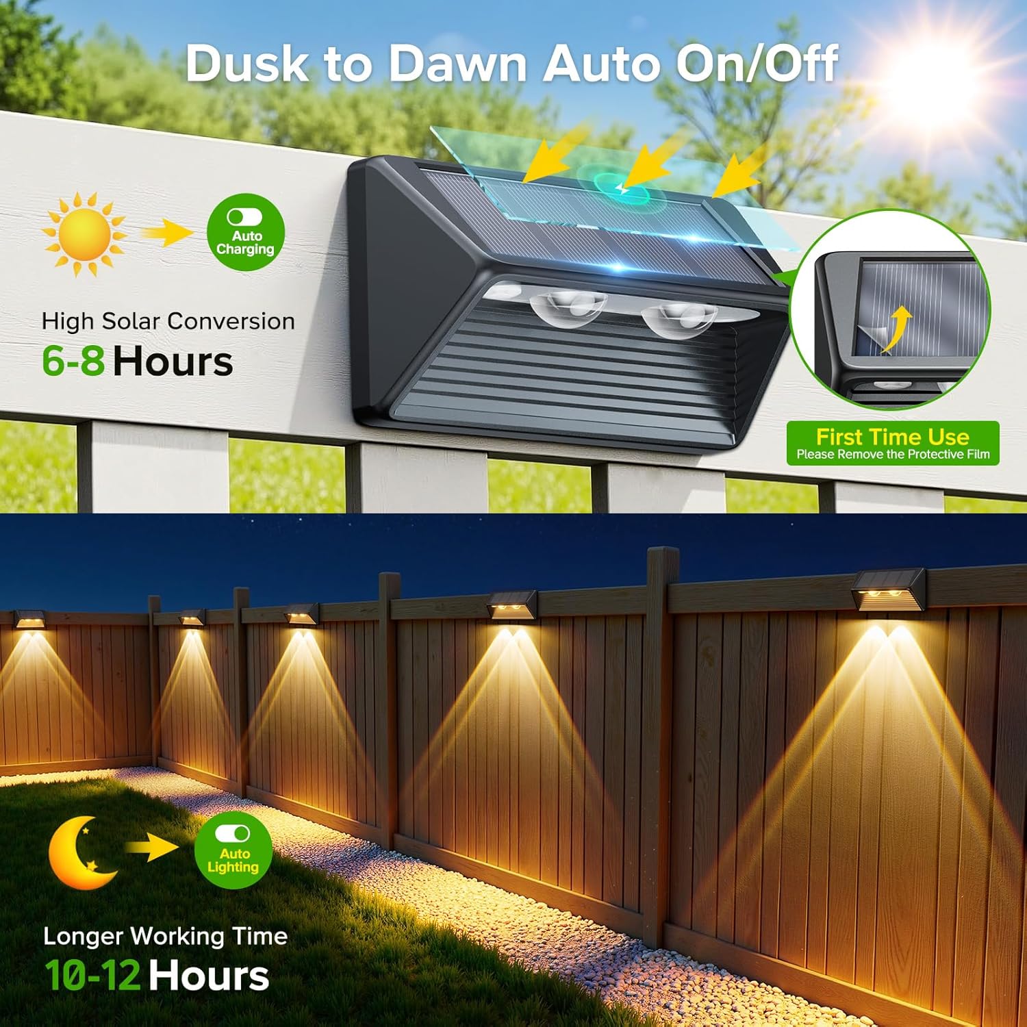 💖Last Day 49% OFF💖Solar Super Bright Lens LED Waterproof Fence Lights