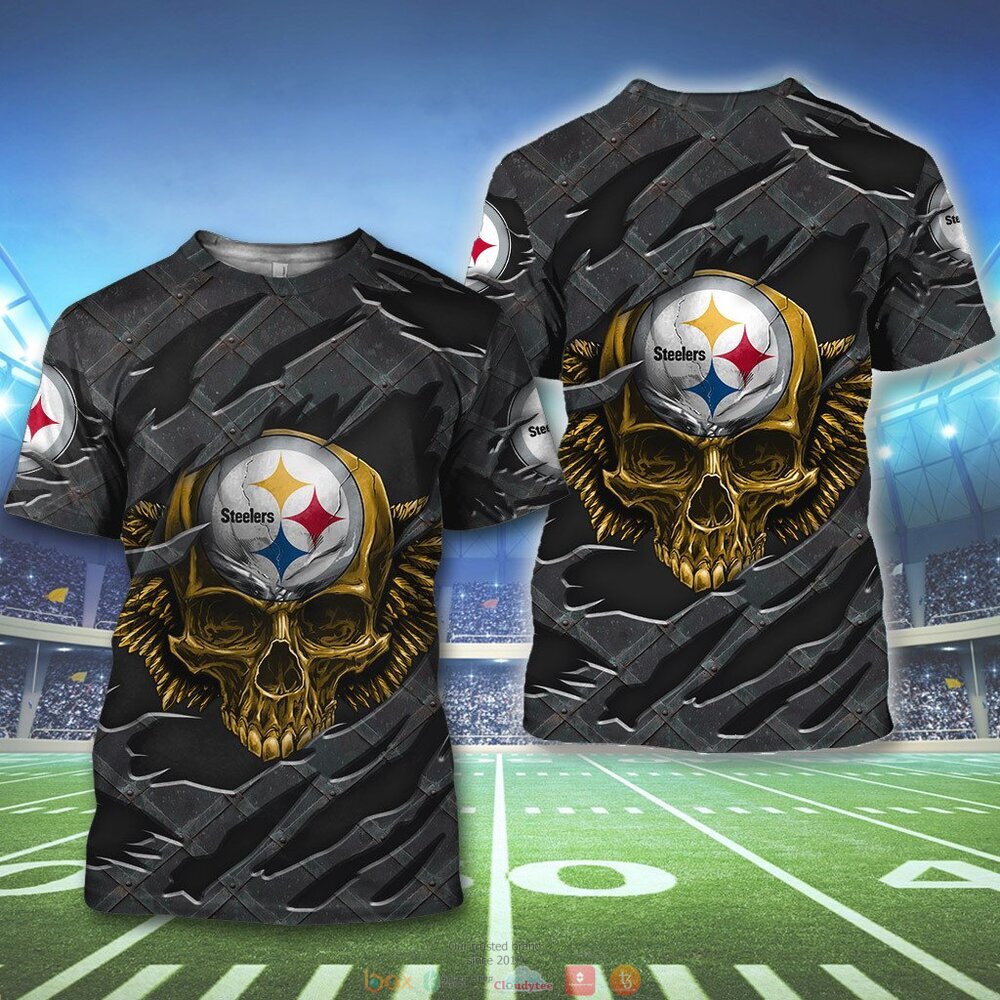 PITTSBURGH STEELERS WINGS SKULL 3D HOODIE