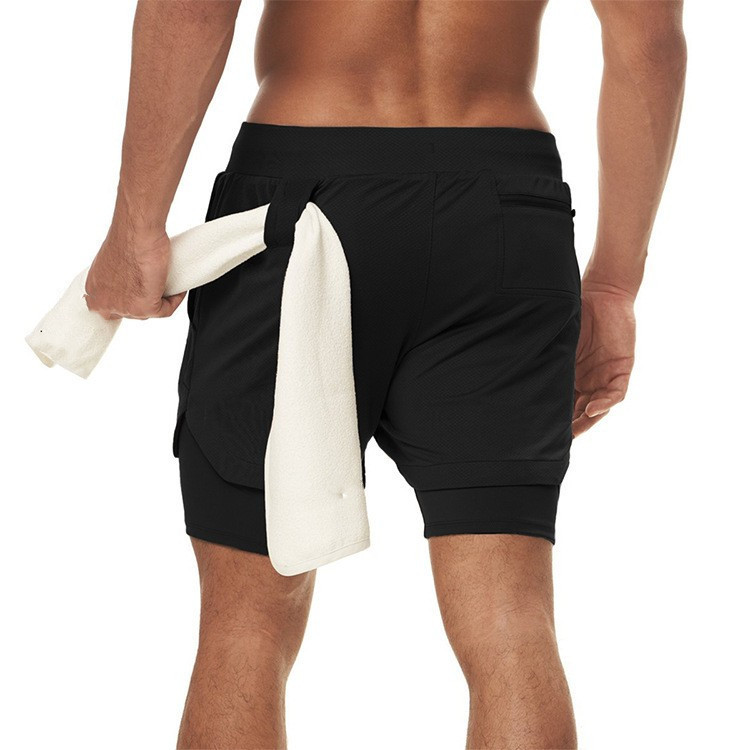 Summer sports shorts men's double-layer quick-drying breathable squat jogging casual pants basketball pants