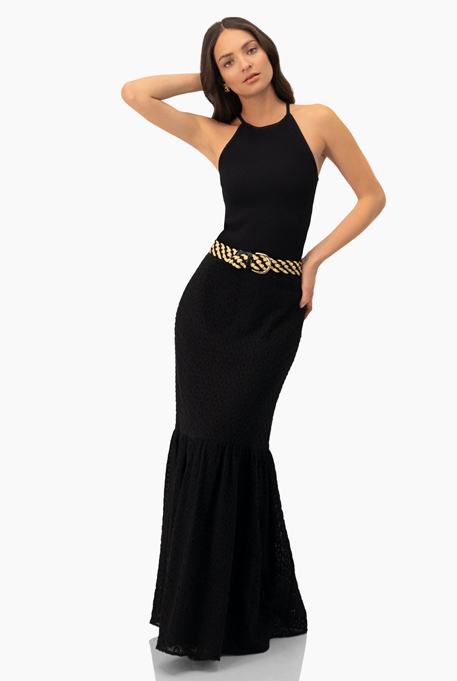 Falda maxi color negra