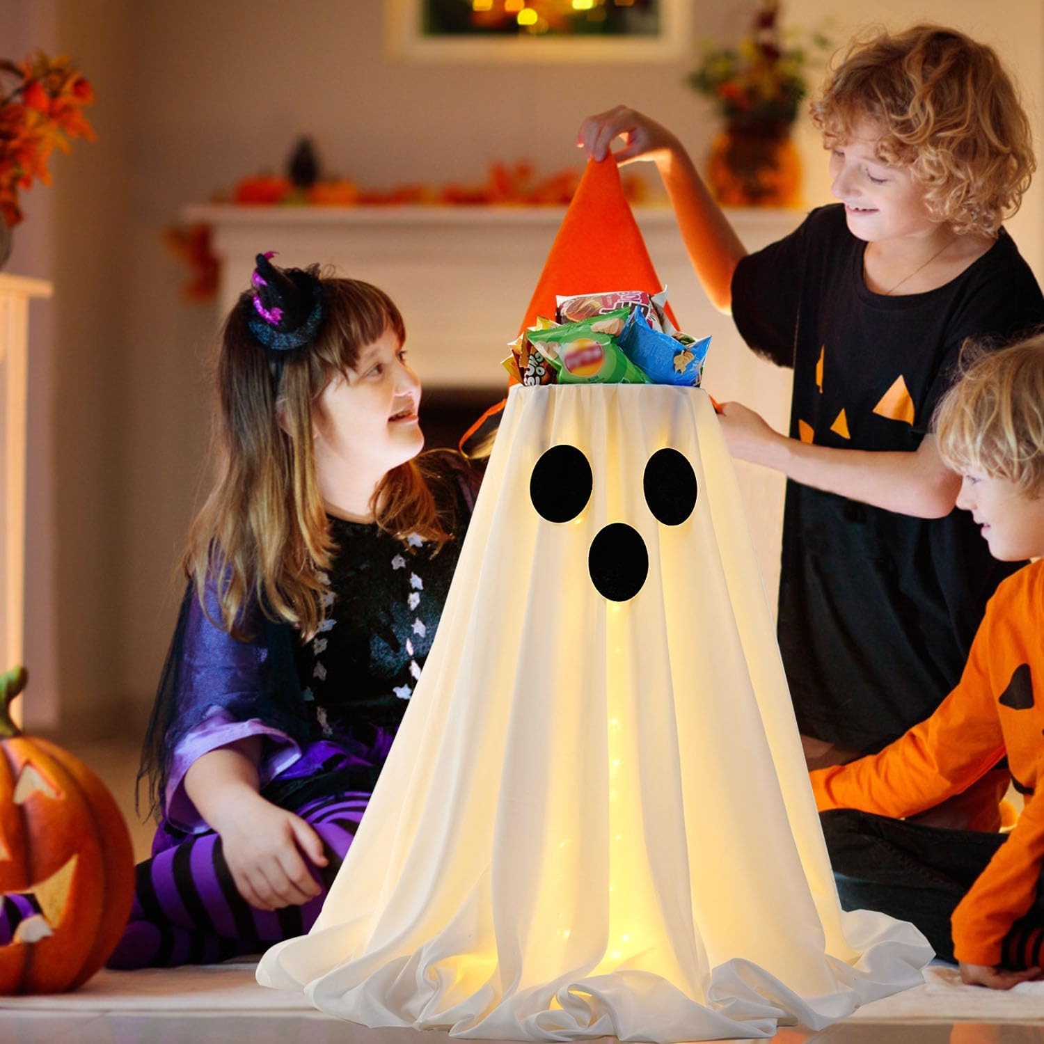 ⚡Flash Sale⚡Halloween Lighted White Cloth Ghost Candy Bowl