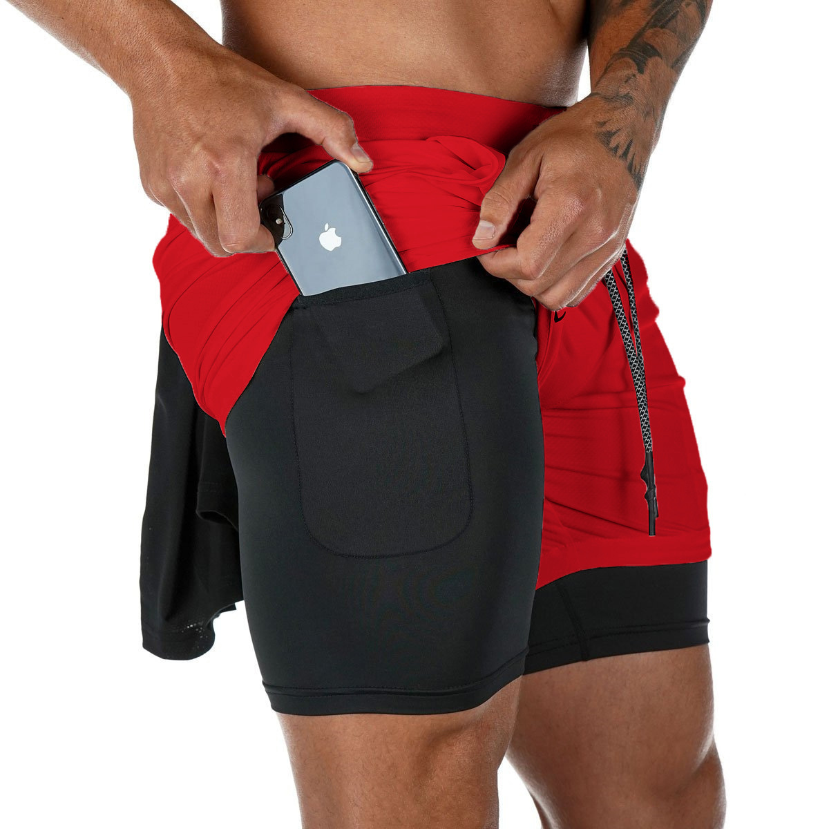 Summer sports shorts men's double-layer quick-drying breathable squat jogging casual pants basketball pants