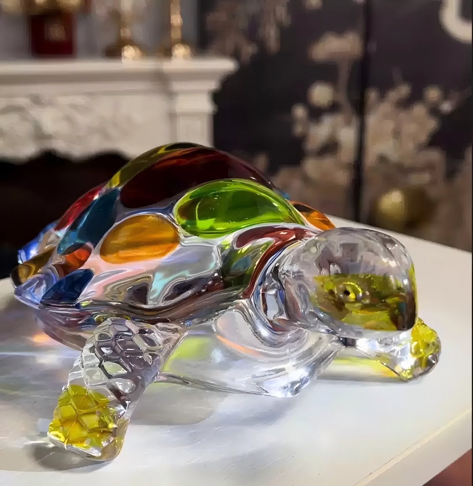 Vibrant Handcrafted Glass Turtle Figurine – Colorful Mosaic Shell,  Unique Gift Idea