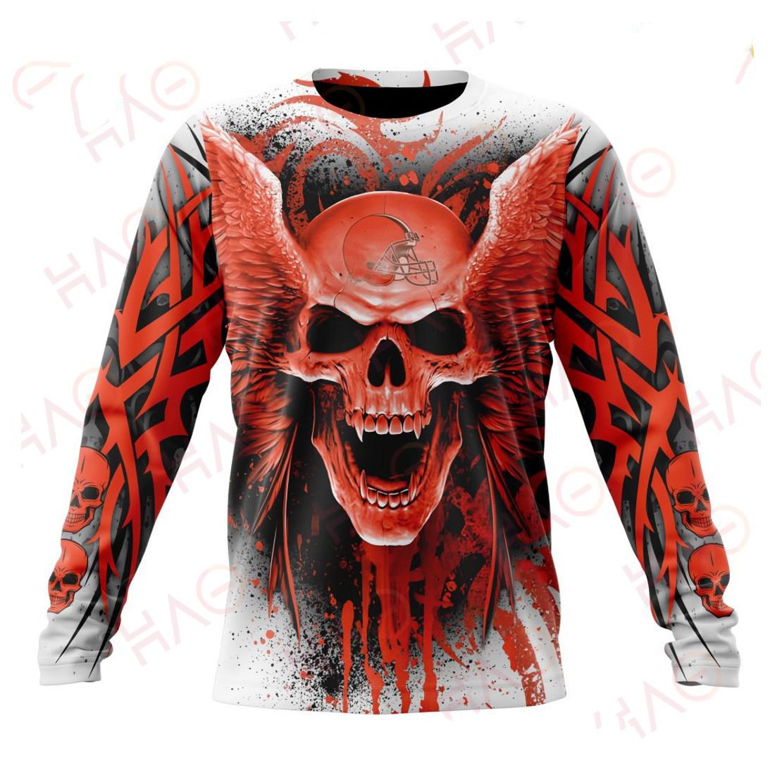 CLEVELAND BROWNS 3D HOODIE SKULL ART