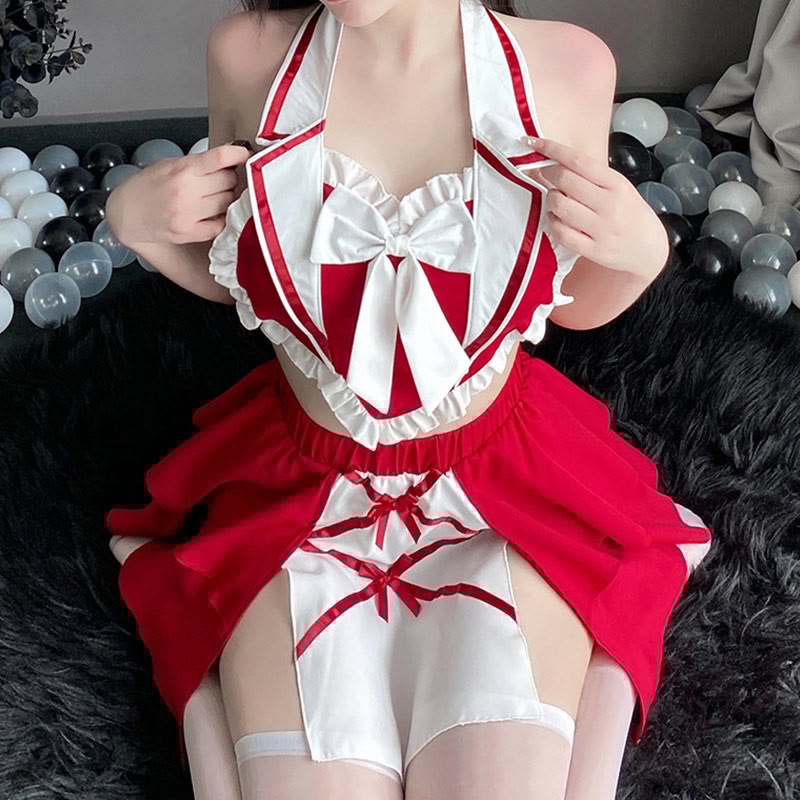 Sexy Backless Bow Maid Lingerie Set
