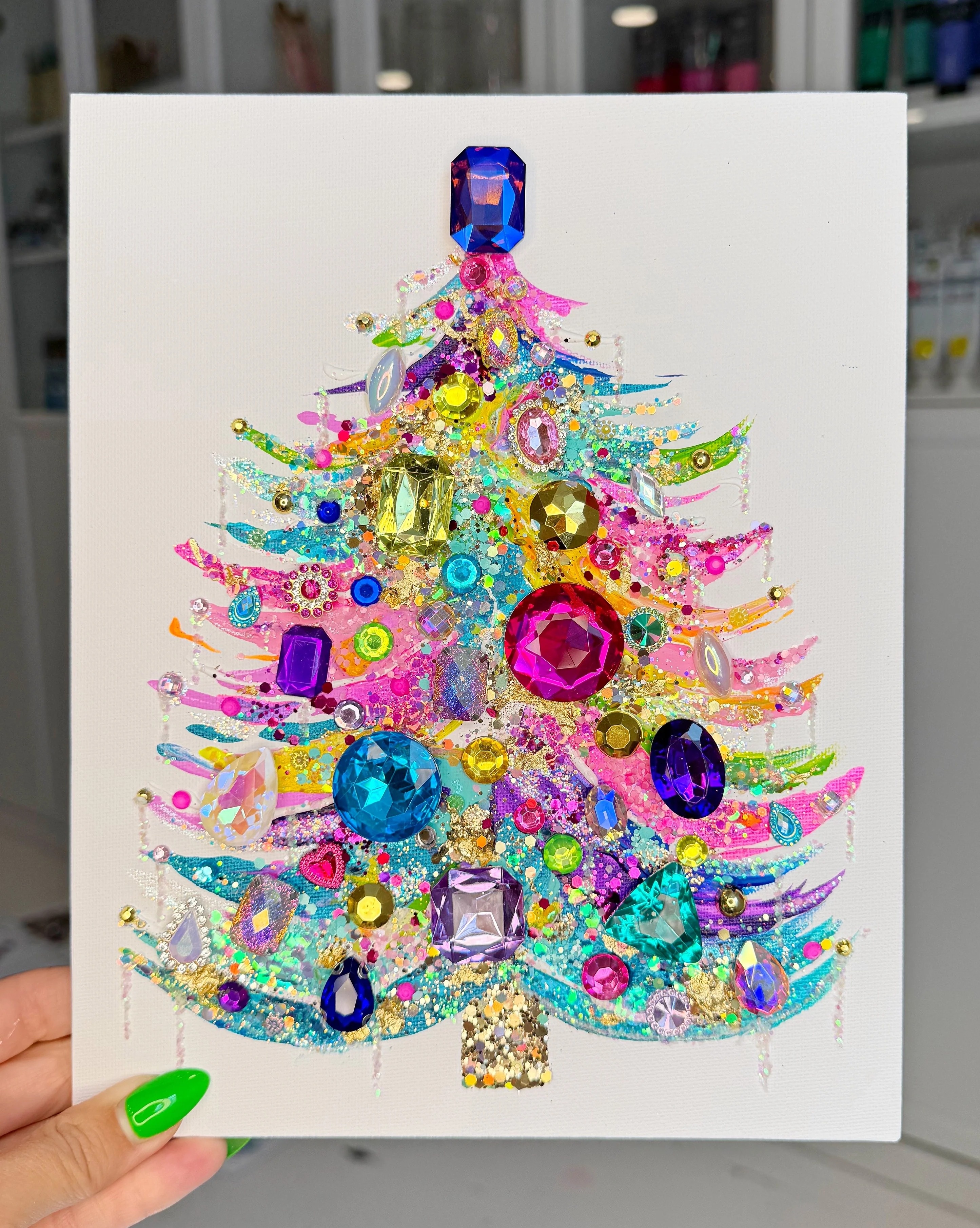 🎄Early Christmas Sale🎄Sparkling Jewelry Christmas Tree Painting