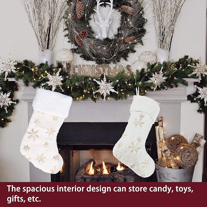 🧦🧦4 Pieces - Deluxe Cream White Faux Fur Christmas Stockings