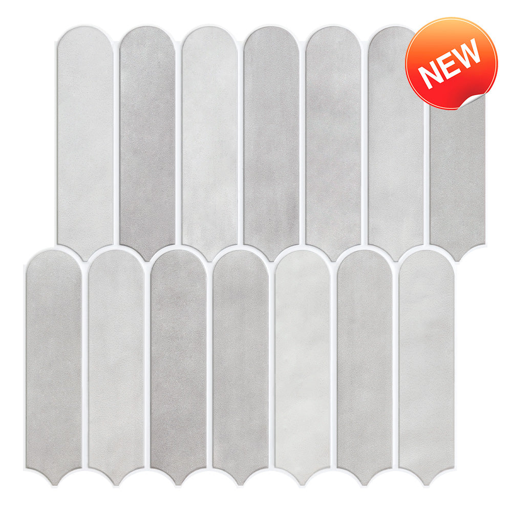 3D Gray Fish Scale Peel and Stick Wall Tile