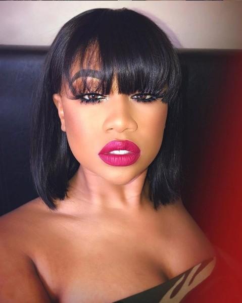 New SHORT CUT BOB WIG WITH BANGS FRONTAL LACE BASIC CAP WIG