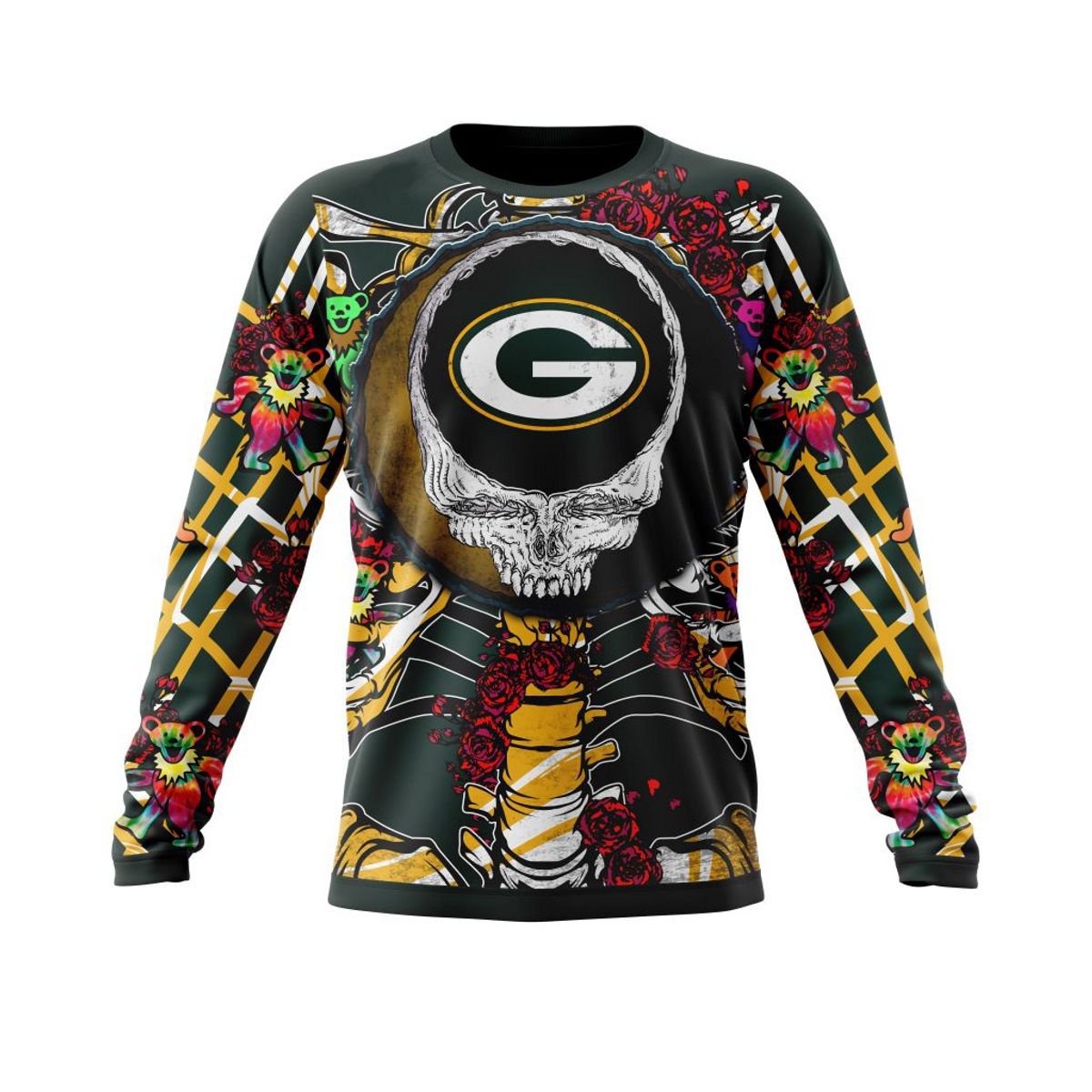 GREEN BAY PACKERS 3D HOODIE MIX GRATEFUL DEAD