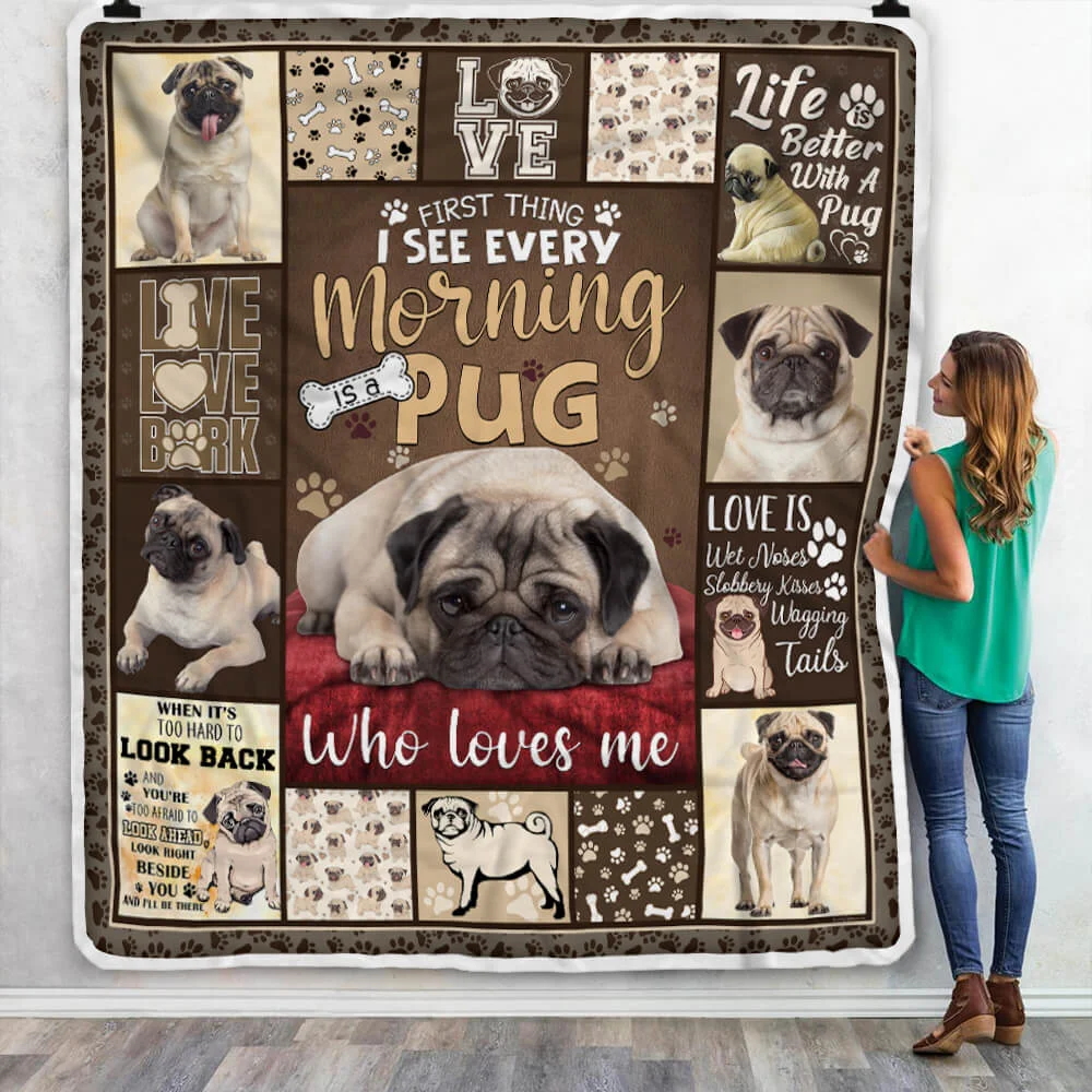 A Pug Who Loves Me Sofa Throw Blanket