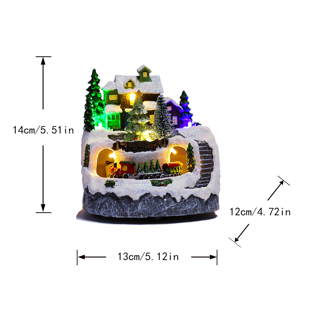 🎄Early Christmas Sale 49% OFF🎄Christmas Village Resin Music Box with Rotating Train