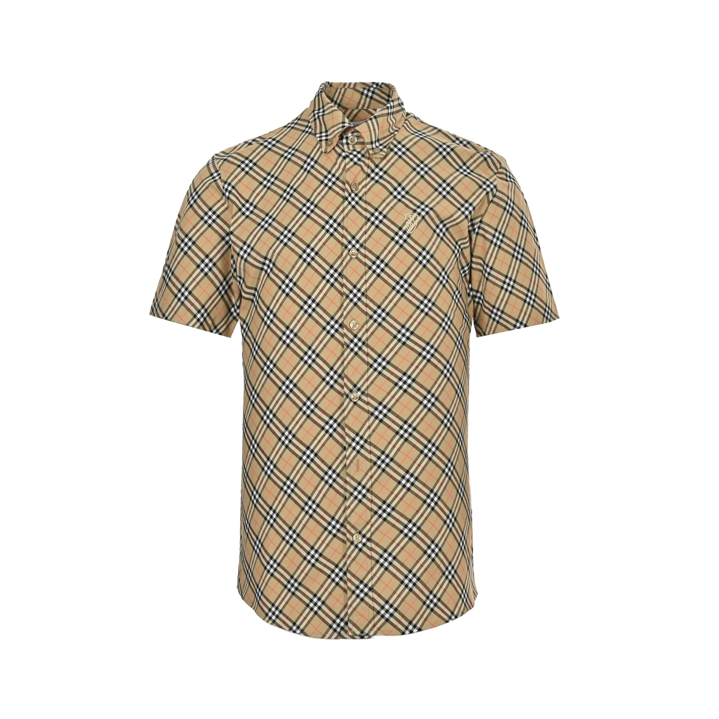 Burberry 25ss shield embroidered oblique check short sleeve shirt
